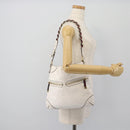 GUCCI Chain Shoulder Bag Leather White Gold 154392 Auth 181219A-24