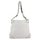 GUCCI Chain Shoulder Bag Leather White Gold 154392 Auth 181219A-2