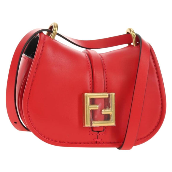 FENDI C'mon Kleine Umhängetasche Leder Rot Gold Original 181237M