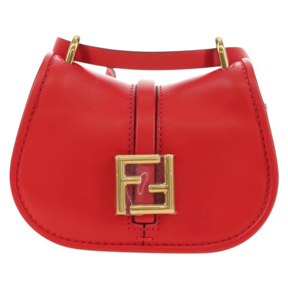 FENDI C'mon Kleine Umhängetasche Leder Rot Gold Original 181237M