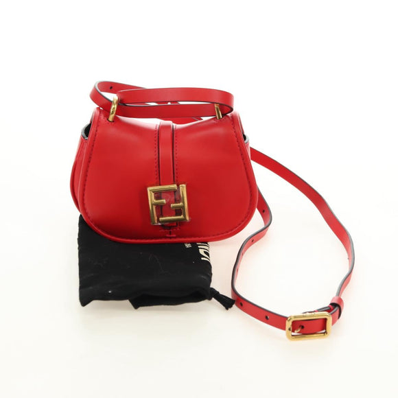 FENDI C'mon Kleine Umhängetasche Leder Rot Gold Original 181237M