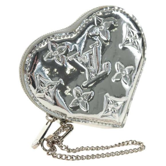 LOUIS VUITTON Miroir Porte Monnaie Coeur Münztäschchen Silber M93566 Auth 181238V