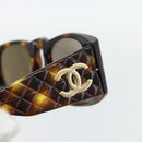 CHANEL Matelasse Sonnenbrille Kunststoff Braun CC Auth 181242-5