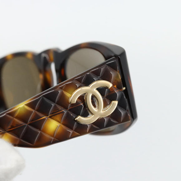 CHANEL Matelasse Sonnenbrille Kunststoff Braun CC Auth 181242