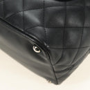 CHANEL Cambon Line Matelasse Tote Bag Leather Black Silver CC Auth 181252SAV-17