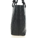 CHANEL Cambon Line Matelasse Tote Bag Leather Black Silver CC Auth 181252SAV-3