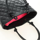CHANEL Cambon Line Matelasse Tote Bag Leather Black Silver CC Auth 181252SAV-6