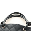 CHANEL Cambon Line Matelasse Tote Bag Leather Black Silver CC Auth 181252SAV-14