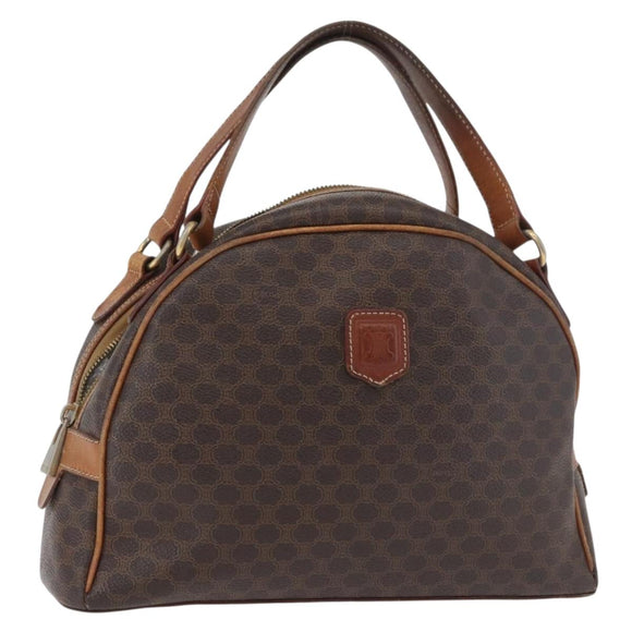 CELINE Macadam Canvas Hand Bag PVC Leather Brown Gold Auth 181253