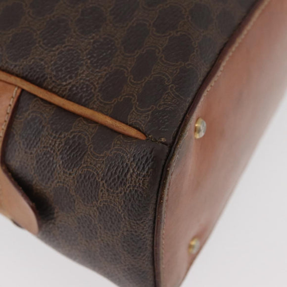 CELINE Macadam Canvas Hand Bag PVC Leather Brown Gold Auth 181253