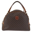 CELINE Macadam Canvas Hand Bag PVC Leather Brown Gold Auth 181253-2