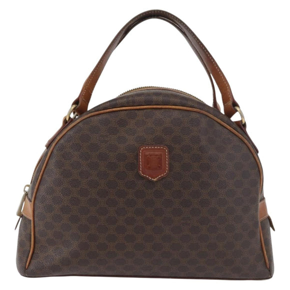 CELINE Macadam Canvas Hand Bag PVC Leather Brown Gold Auth 181253