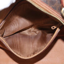 CELINE Macadam Canvas Hand Bag PVC Leather Brown Gold Auth 181253-20