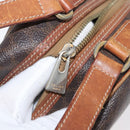 CELINE Macadam Canvas Hand Bag PVC Leather Brown Gold Auth 181253-22