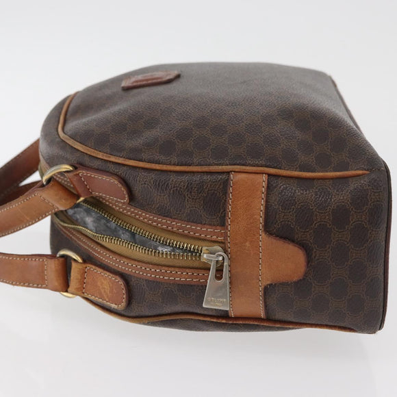 CELINE Macadam Canvas Hand Bag PVC Leather Brown Gold Auth 181253
