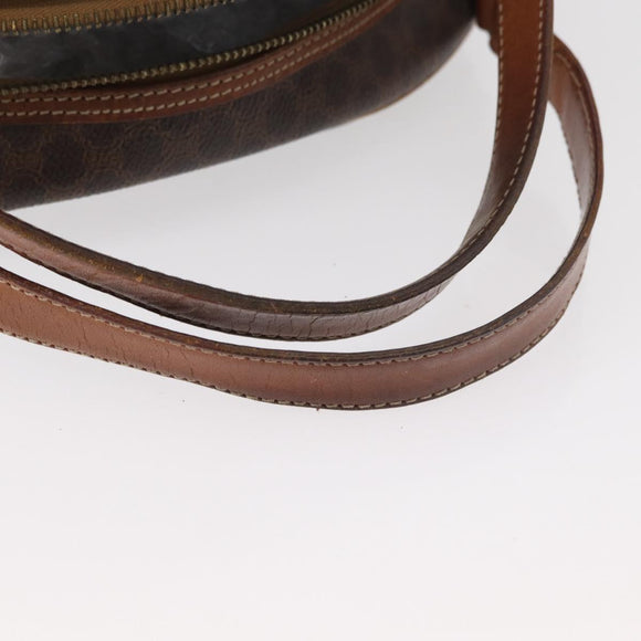 CELINE Macadam Canvas Hand Bag PVC Leather Brown Gold Auth 181253