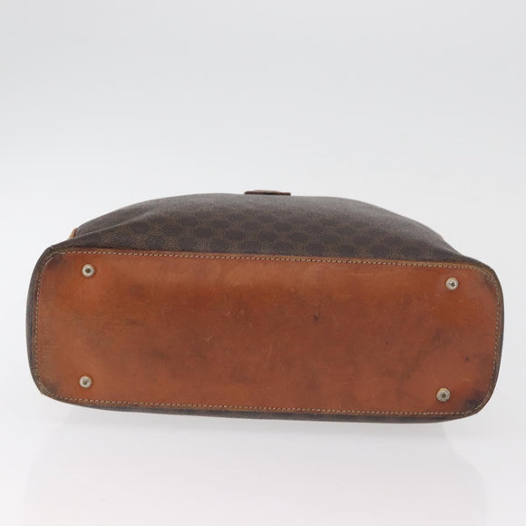CELINE Macadam Canvas Hand Bag PVC Leather Brown Gold Auth 181253