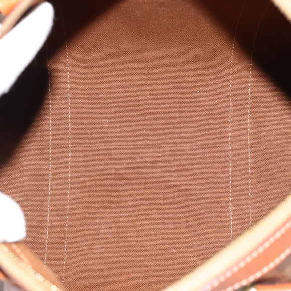 CELINE Macadam Canvas Boston Bag PVC Leather Brown Gold Auth 181254A