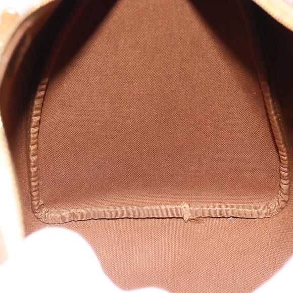 CELINE Macadam Canvas Boston Bag PVC Leather Brown Gold Auth 181254A