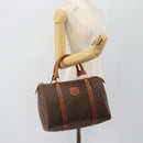 CELINE Macadam Canvas Boston Bag PVC Leather Brown Gold Auth 181254A-19