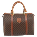 CELINE Macadam Canvas Boston Bag PVC Leather Brown Gold Auth 181254A-13