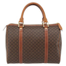 CELINE Macadam Canvas Boston Bag PVC Leather Brown Gold Auth 181254A-2