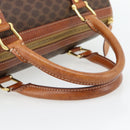 CELINE Macadam Canvas Boston Bag PVC Leather Brown Gold Auth 181254A-7