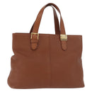 Burberrys Hand Bag Leather Brown Gold Auth 181255A-1