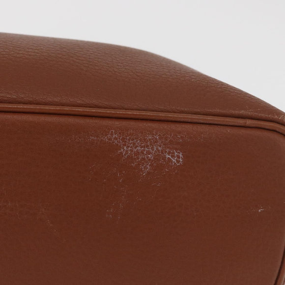 Burberrys Hand Bag Leather Brown Gold Auth 181255A
