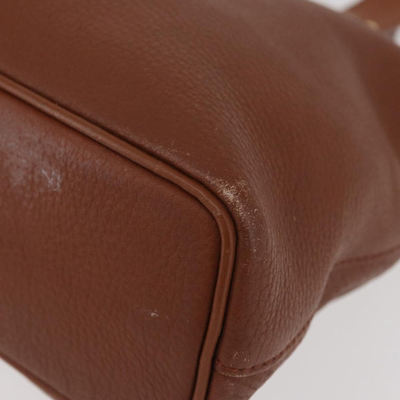 Burberrys Hand Bag Leather Brown Gold Auth 181255A