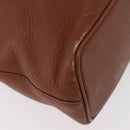 Burberrys Hand Bag Leather Brown Gold Auth 181255A-13