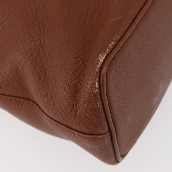 Burberrys Hand Bag Leather Brown Gold Auth 181255A
