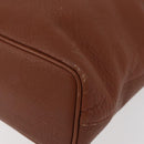 Burberrys Hand Bag Leather Brown Gold Auth 181255A-14