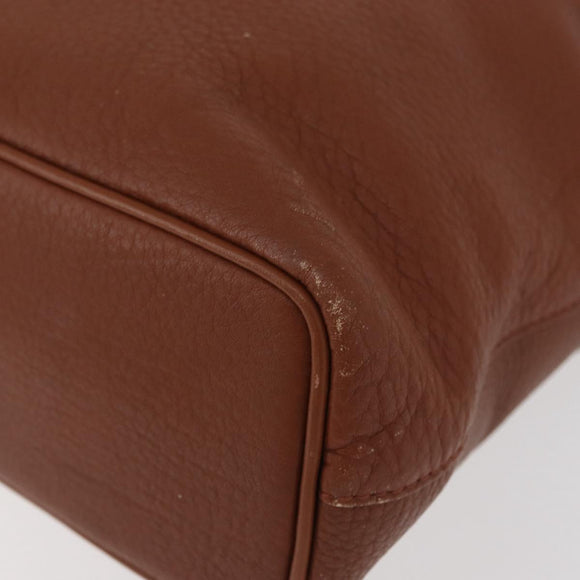 Burberrys Hand Bag Leather Brown Gold Auth 181255A