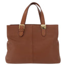 Burberrys Hand Bag Leather Brown Gold Auth 181255A-2