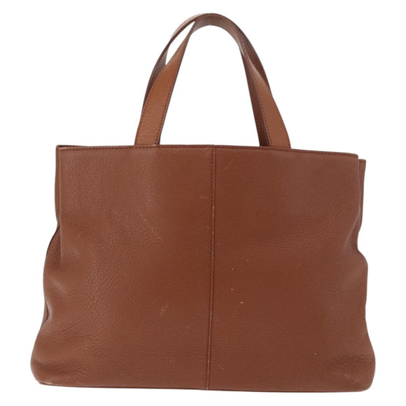 Burberrys Hand Bag Leather Brown Gold Auth 181255A