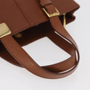 Burberrys Hand Bag Leather Brown Gold Auth 181255A-7