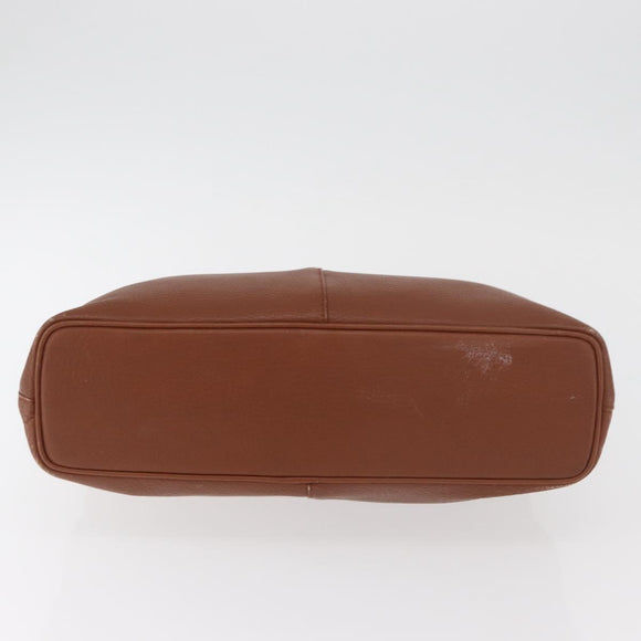 Burberrys Hand Bag Leather Brown Gold Auth 181255A