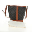 CELINE Triomphe Small Bucket Shoulder Bag PVC Black Gold Auth 181256M-12