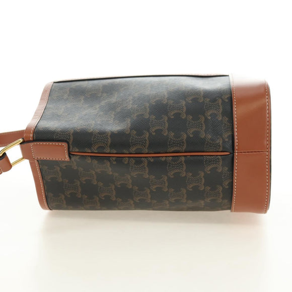CELINE Triomphe Small Bucket Shoulder Bag PVC Black Gold Auth 181256M