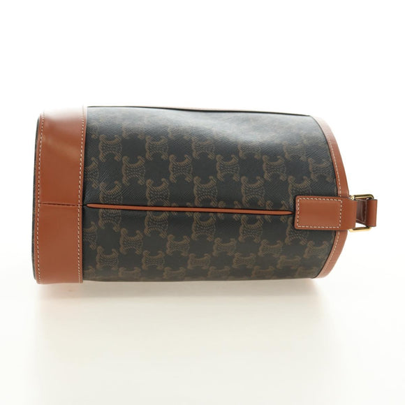 CELINE Triomphe Small Bucket Shoulder Bag PVC Black Gold Auth 181256M
