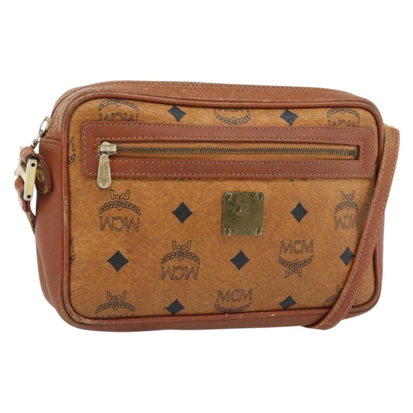 MCM Vicetos Logogram Shoulder Bag PVC Brown Gold Auth 181257
