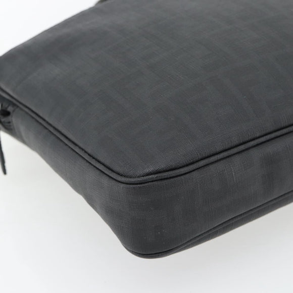 FENDI Zucca Canvas Hand Bag PVC Black Silver Auth 181259