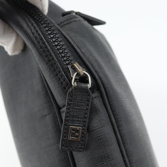 FENDI Zucca Canvas Hand Bag PVC Black Silver Auth 181259
