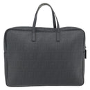 FENDI Zucca Canvas Hand Bag PVC Black Silver Auth 181259-2