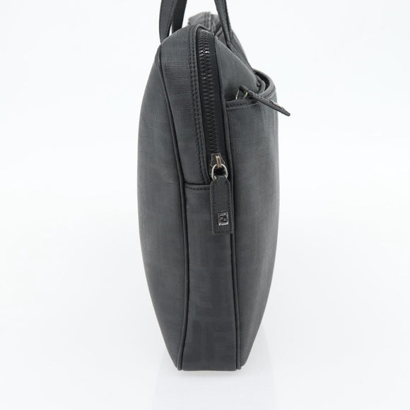 FENDI Zucca Canvas Hand Bag PVC Black Silver Auth 181259