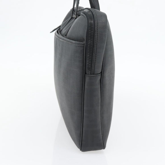 FENDI Zucca Canvas Hand Bag PVC Black Silver Auth 181259