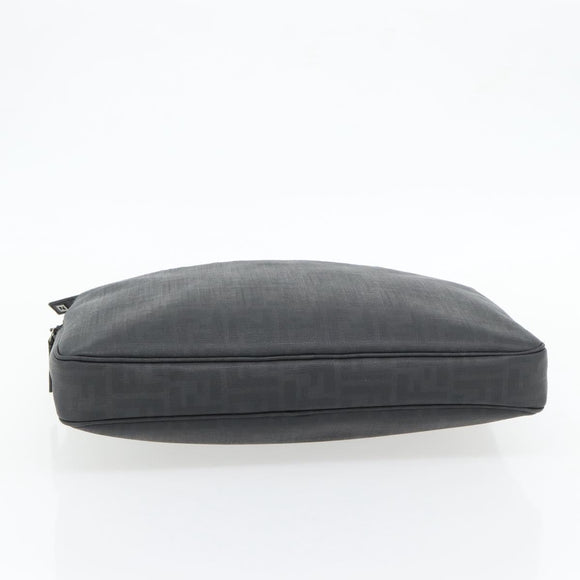 FENDI Zucca Canvas Hand Bag PVC Black Silver Auth 181259