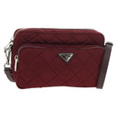 PRADA Shoulder Bag Nylon Bordeaux Silver Auth 181261M-1