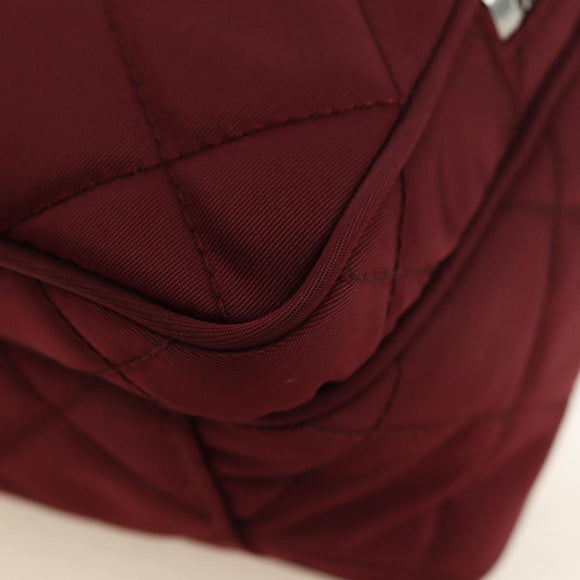 PRADA Shoulder Bag Nylon Bordeaux Silver Auth 181261M